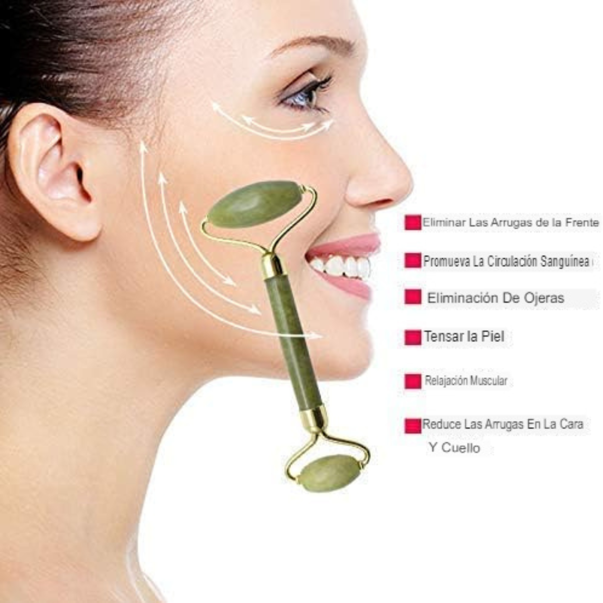 Rodillo Facial de Jade para Lifting